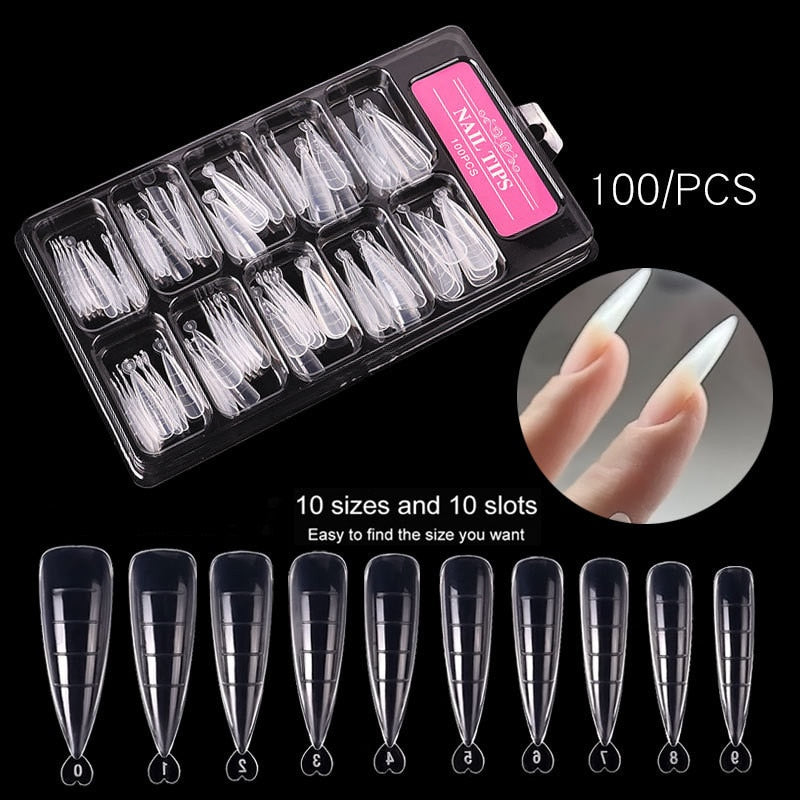 100 Pcs Poly Nail Gel Quick Building Mold Tips Nail