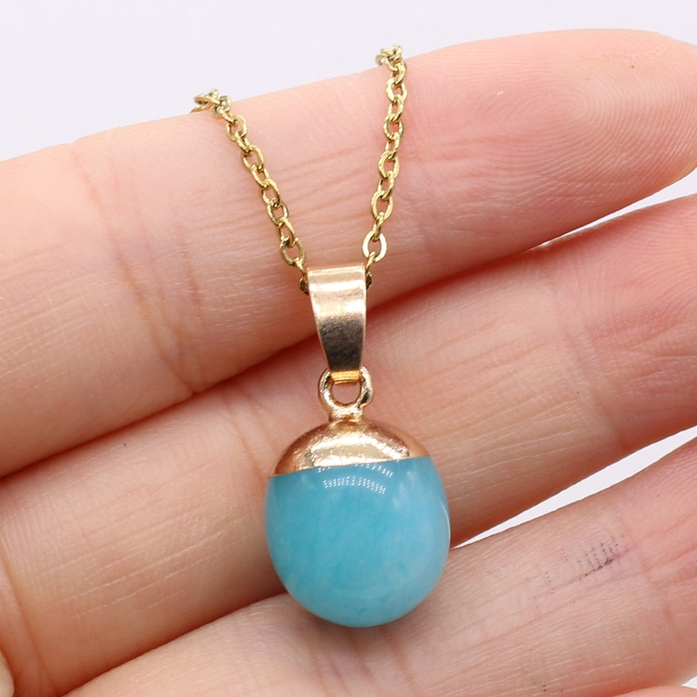 Fine Natural Stone Crystal Pendant Necklace