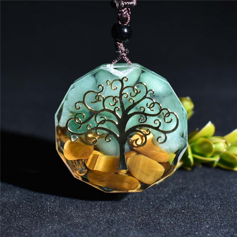 Tree Of Life Orgonite Necklace Energy Crystal Healing Reiki Chakra Yoga Meditation Orgone Pendant