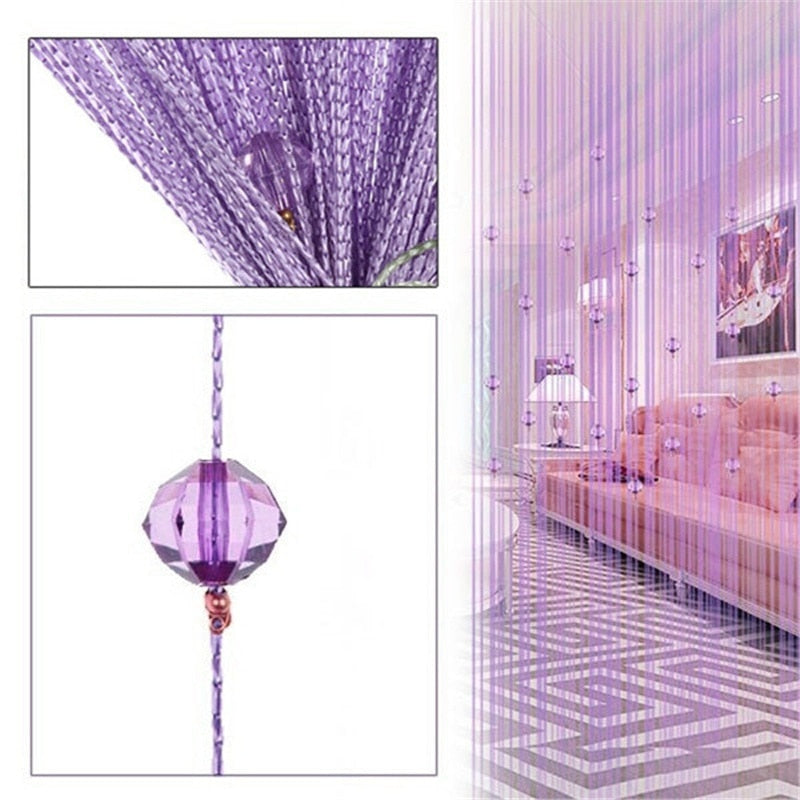 Crystal Beads Tassel Silk String Bead Curtain Door Divider Drape Sheer Panel Curtains