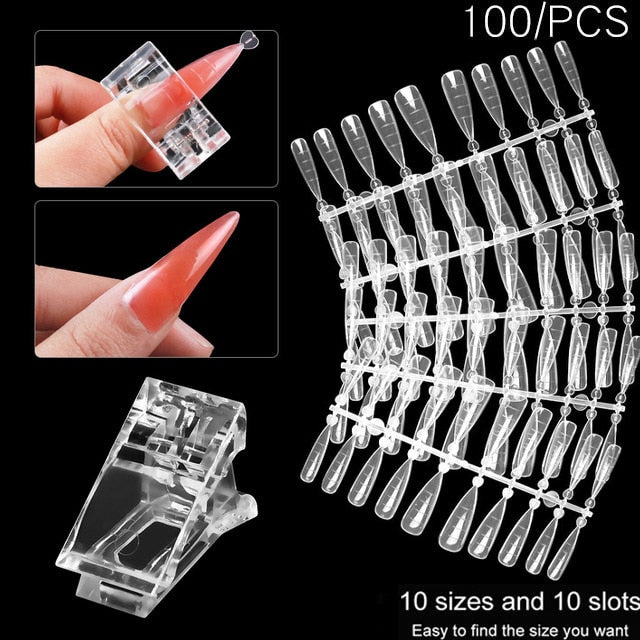 100 Pcs Poly Nail Gel Quick Building Mold Tips Nail