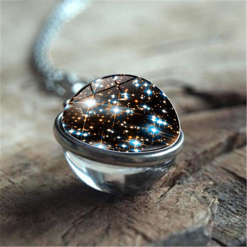 Galaxy Nebula Planet Necklace with the Universe Solar System, Moon, Earth, Sun,  Unisex