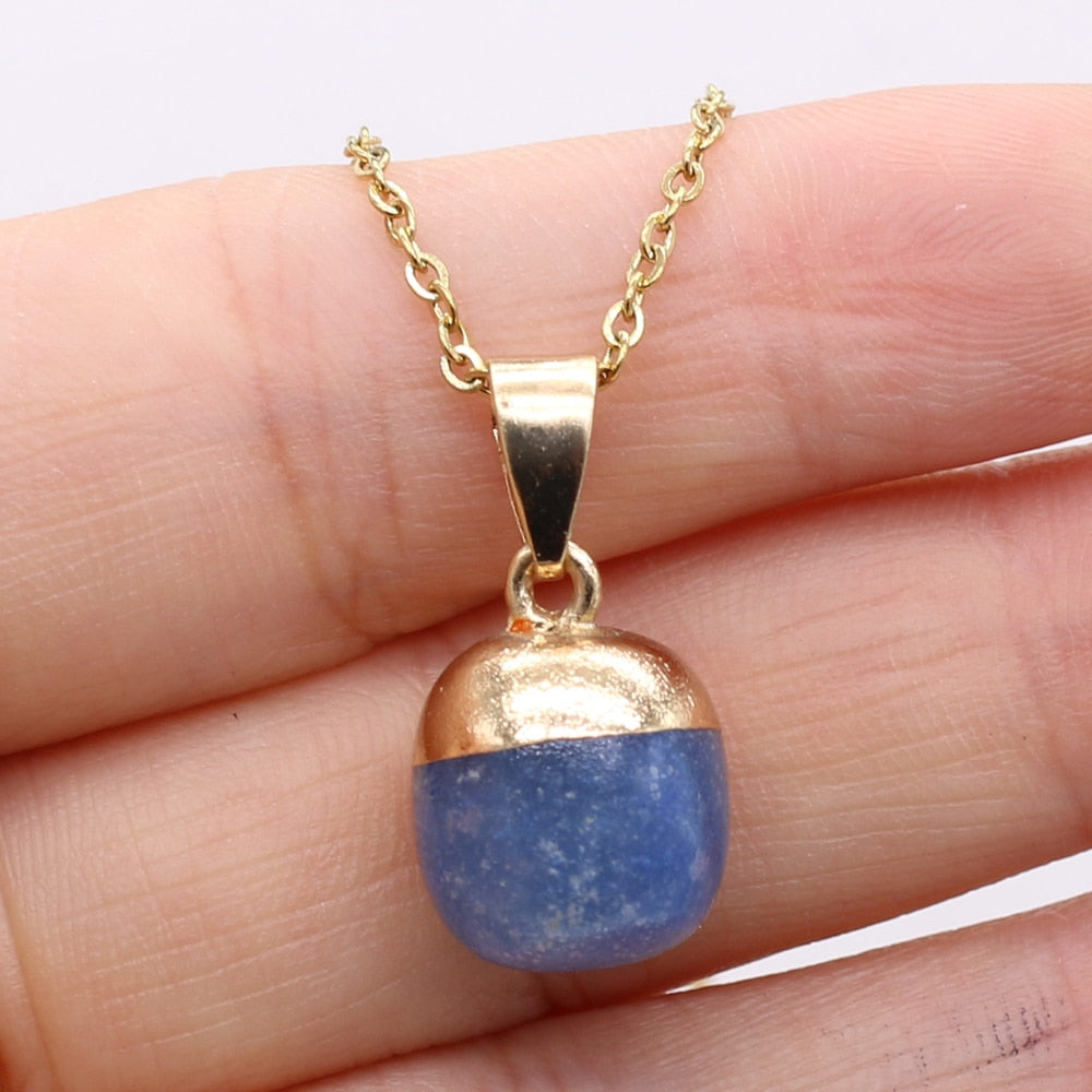 Fine Natural Stone Crystal Pendant Necklace