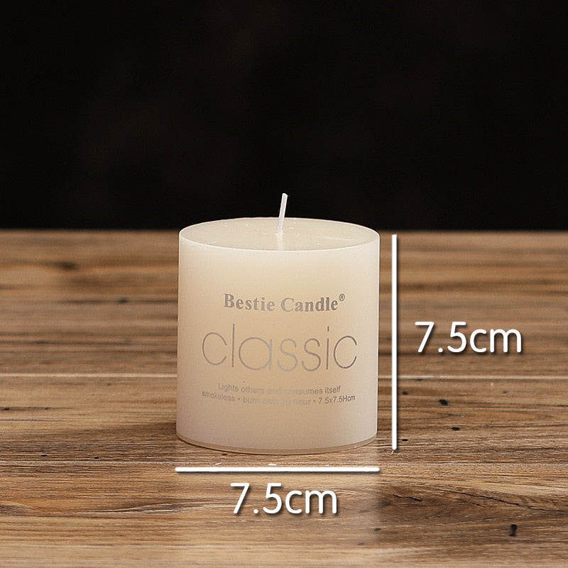 Elegant and Classic Ivory White Candle Cylindrical Romantic Smokeless Candle Home Decoration