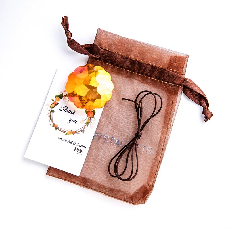 H&D 45mm Mandala Shaped Crystal Prism SunCatcher Rainbow Maker Window Hanging Ornament Chandelier DIY Parts Home Decor (Orange)