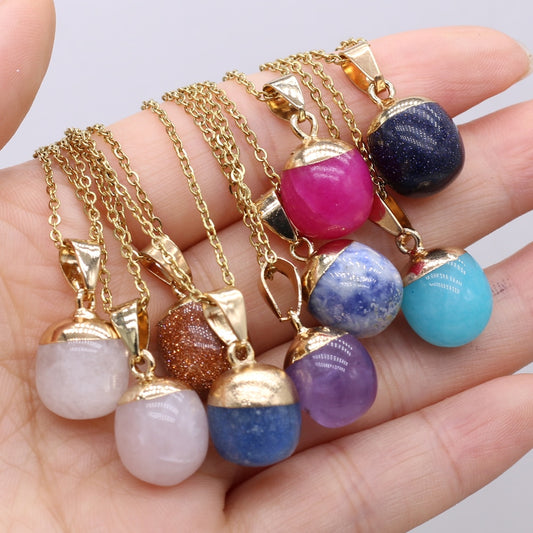 Fine Natural Stone Crystal Pendant Necklace