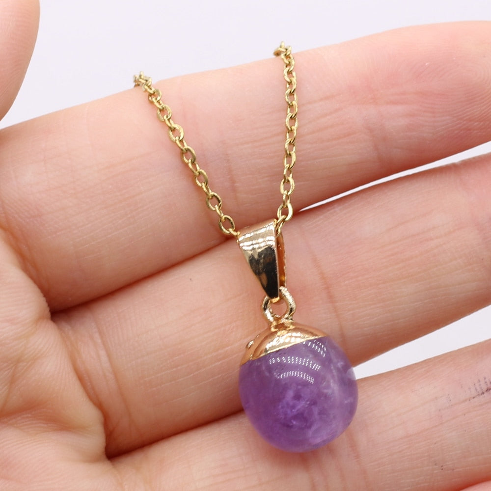 Fine Natural Stone Crystal Pendant Necklace