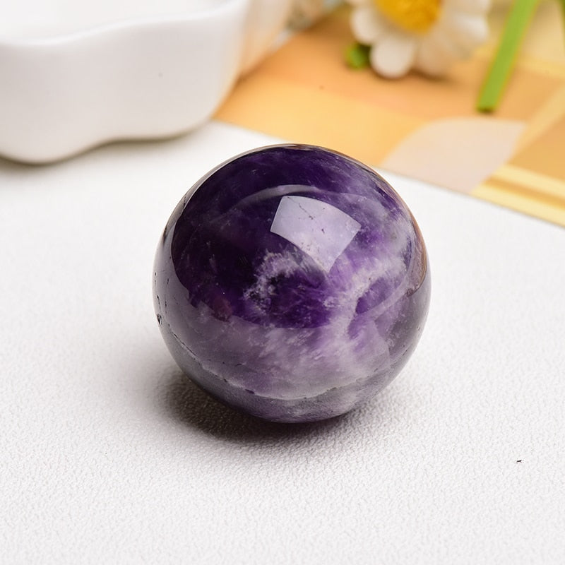 Natural Crystal Dream Amethyst Ball Polished Globe Massaging Ball Reiki Healing Stone Home Decoration Exquisite Collect Souvenir