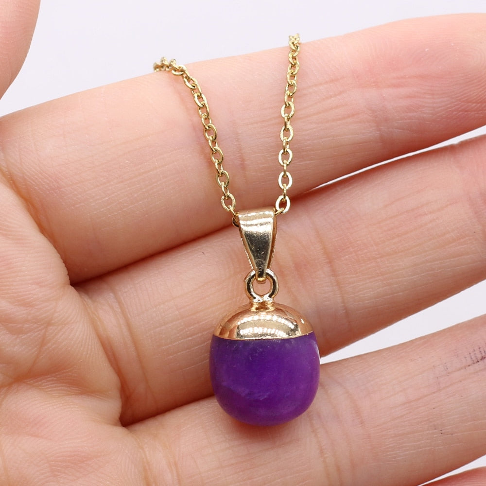 Fine Natural Stone Crystal Pendant Necklace