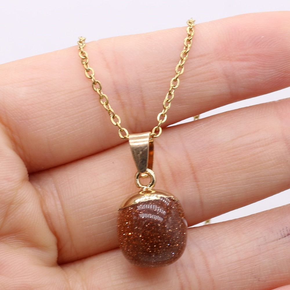 Fine Natural Stone Crystal Pendant Necklace