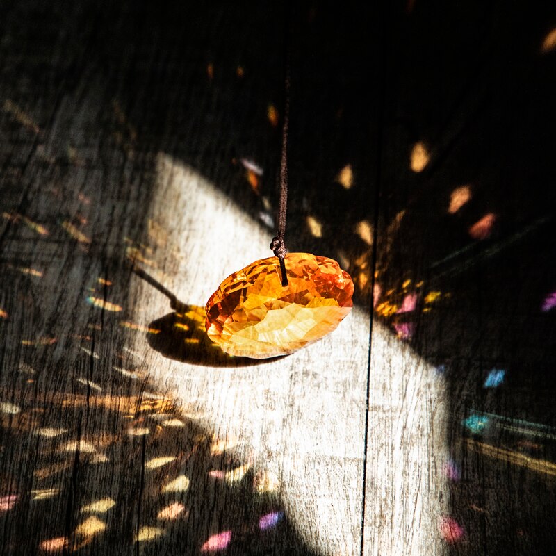 H&D 45mm Mandala Shaped Crystal Prism SunCatcher Rainbow Maker Window Hanging Ornament Chandelier DIY Parts Home Decor (Orange)