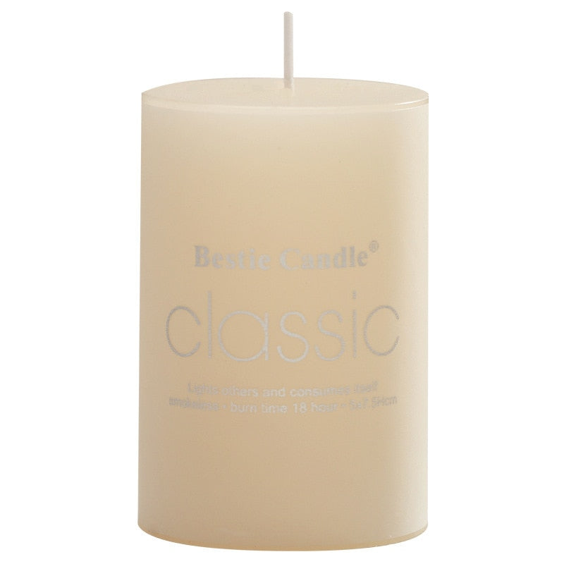 Elegant and Classic Ivory White Candle Cylindrical Romantic Smokeless Candle Home Decoration