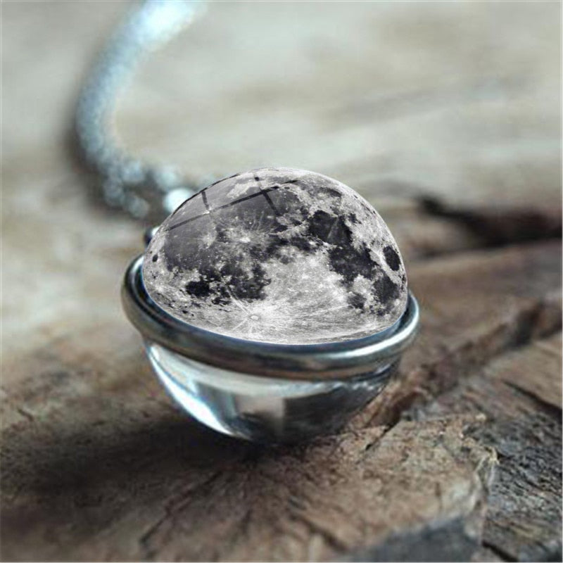 Galaxy Nebula Planet Necklace with the Universe Solar System, Moon, Earth, Sun,  Unisex