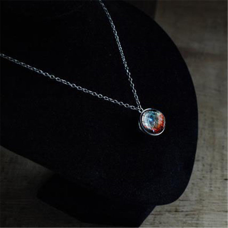 Galaxy Nebula Planet Necklace with the Universe Solar System, Moon, Earth, Sun,  Unisex