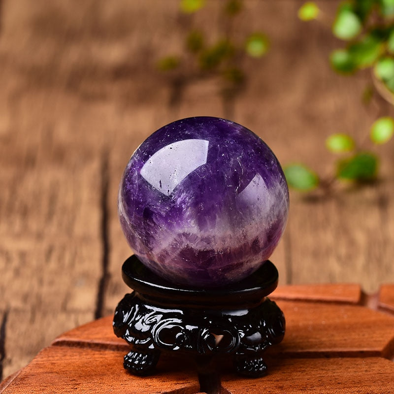 Natural Crystal Dream Amethyst Ball Polished Globe Massaging Ball Reiki Healing Stone Home Decoration Exquisite Collect Souvenir