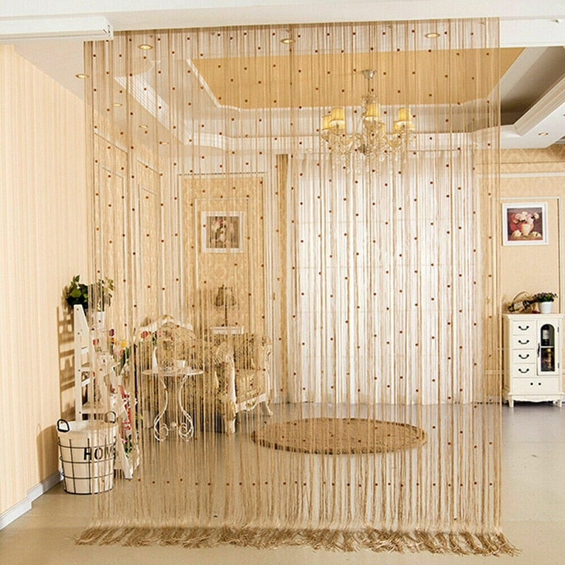 Crystal Beads Tassel Silk String Bead Curtain Door Divider Drape Sheer Panel Curtains