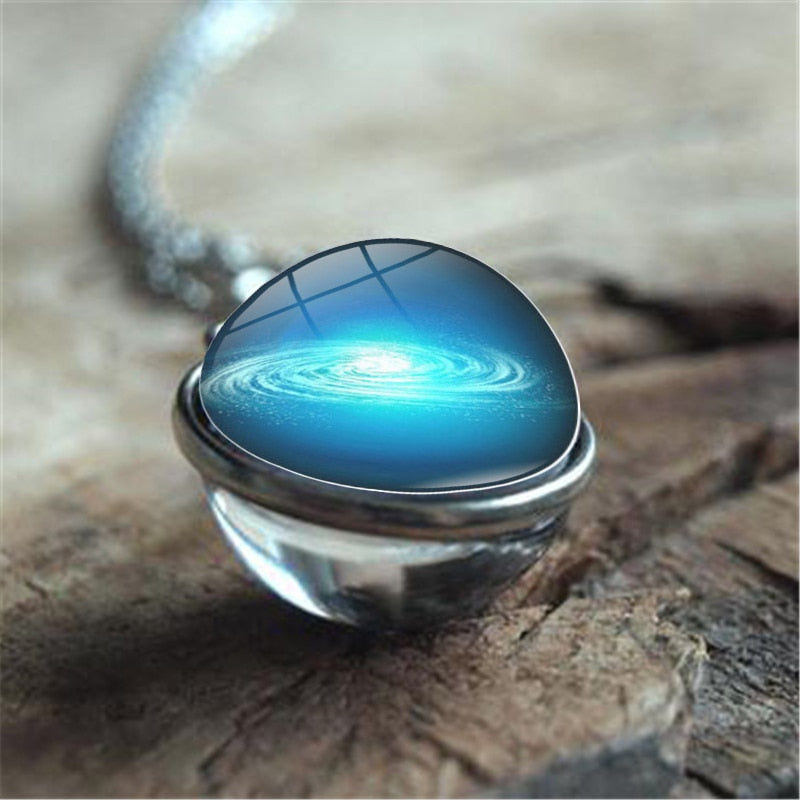 Galaxy Nebula Planet Necklace with the Universe Solar System, Moon, Earth, Sun,  Unisex