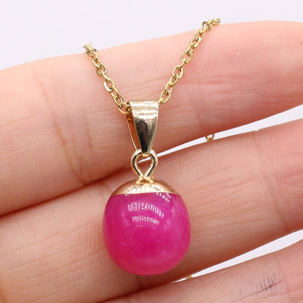 Fine Natural Stone Crystal Pendant Necklace