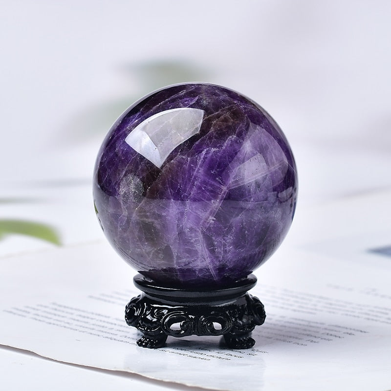 Natural Crystal Dream Amethyst Ball Polished Globe Massaging Ball Reiki Healing Stone Home Decoration Exquisite Collect Souvenir