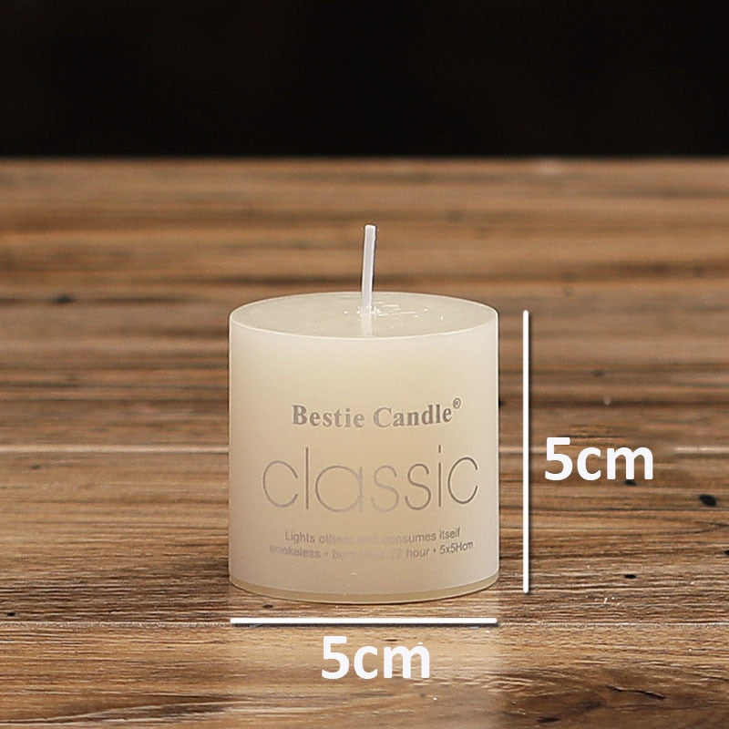 Elegant and Classic Ivory White Candle Cylindrical Romantic Smokeless Candle Home Decoration