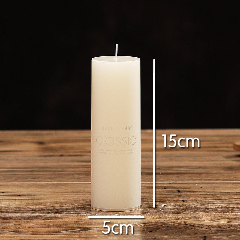 Elegant and Classic Ivory White Candle Cylindrical Romantic Smokeless Candle Home Decoration