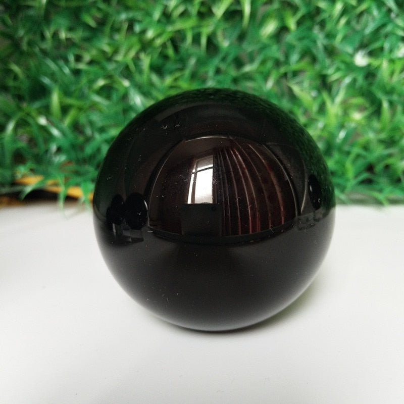 Natural obsidian crystal ball