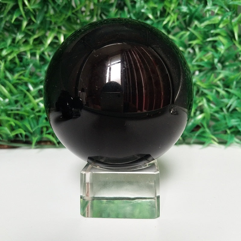 Natural obsidian crystal ball