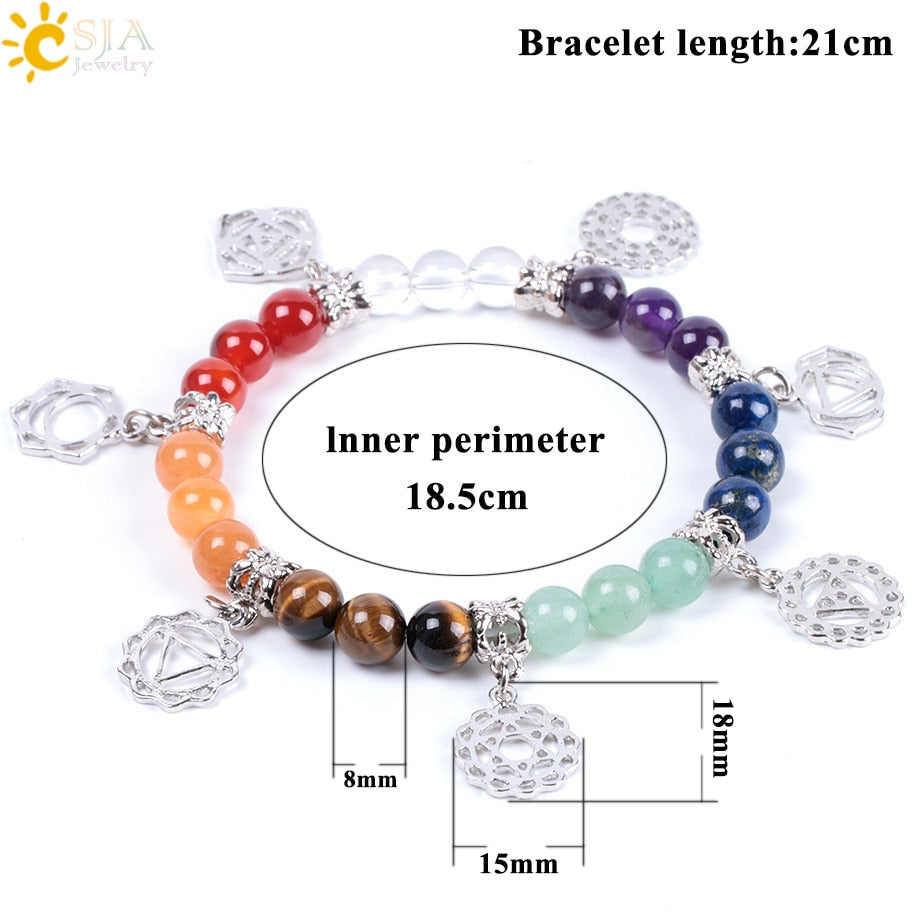 New Hot 8mm 7 Chakra Bracelet Healing Balance Energy Beads Prayer Natural Stone Yoga Bracelets Charm for Women Jewelry