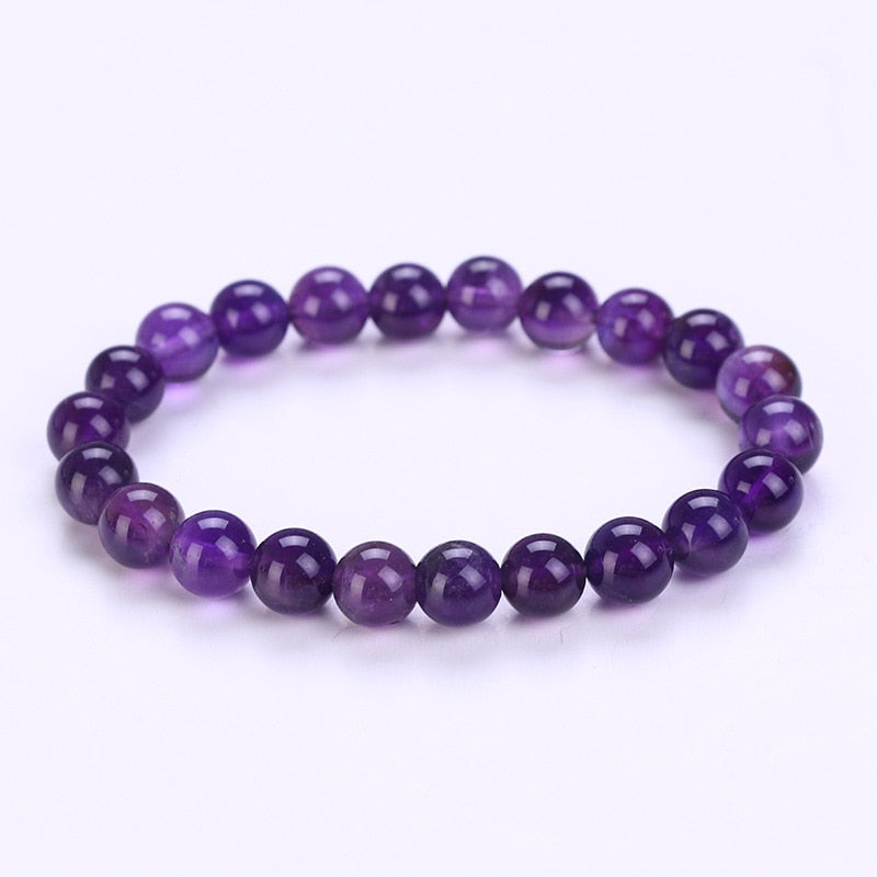 Amethysts Bead Bracelet Chakra Yoga Volcanic Stone 8mm Round Stone Beads Bracelet