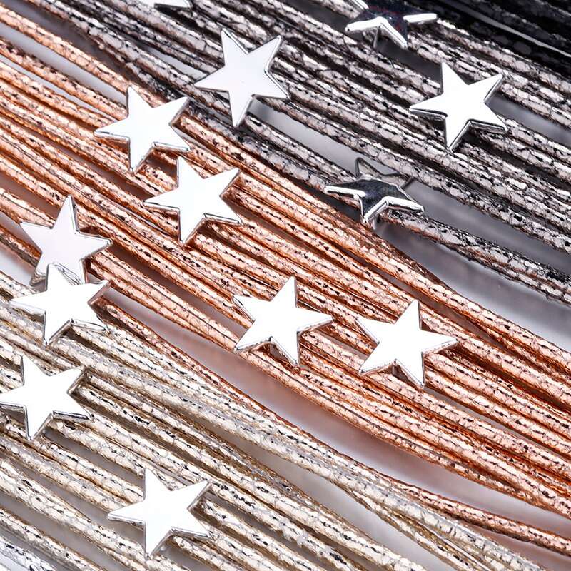 ALLYES Bohemian Leather Bracelets For Women Fashion Pentagram Metal Charm Boho Multilayer Wrap Bracelet Femme Jewelry