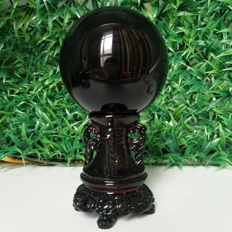 Natural obsidian crystal ball
