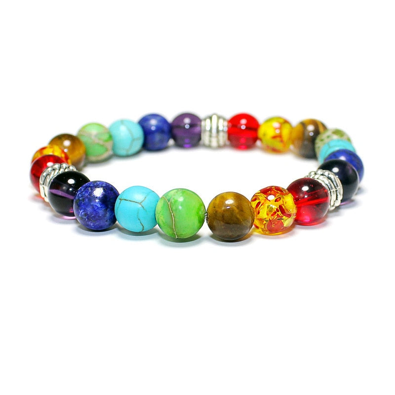 7 Chakra Bracelet Healing Heart Charm Bracelets Women Men Natural Stone Bracelet Reiki Yoga Jewelry