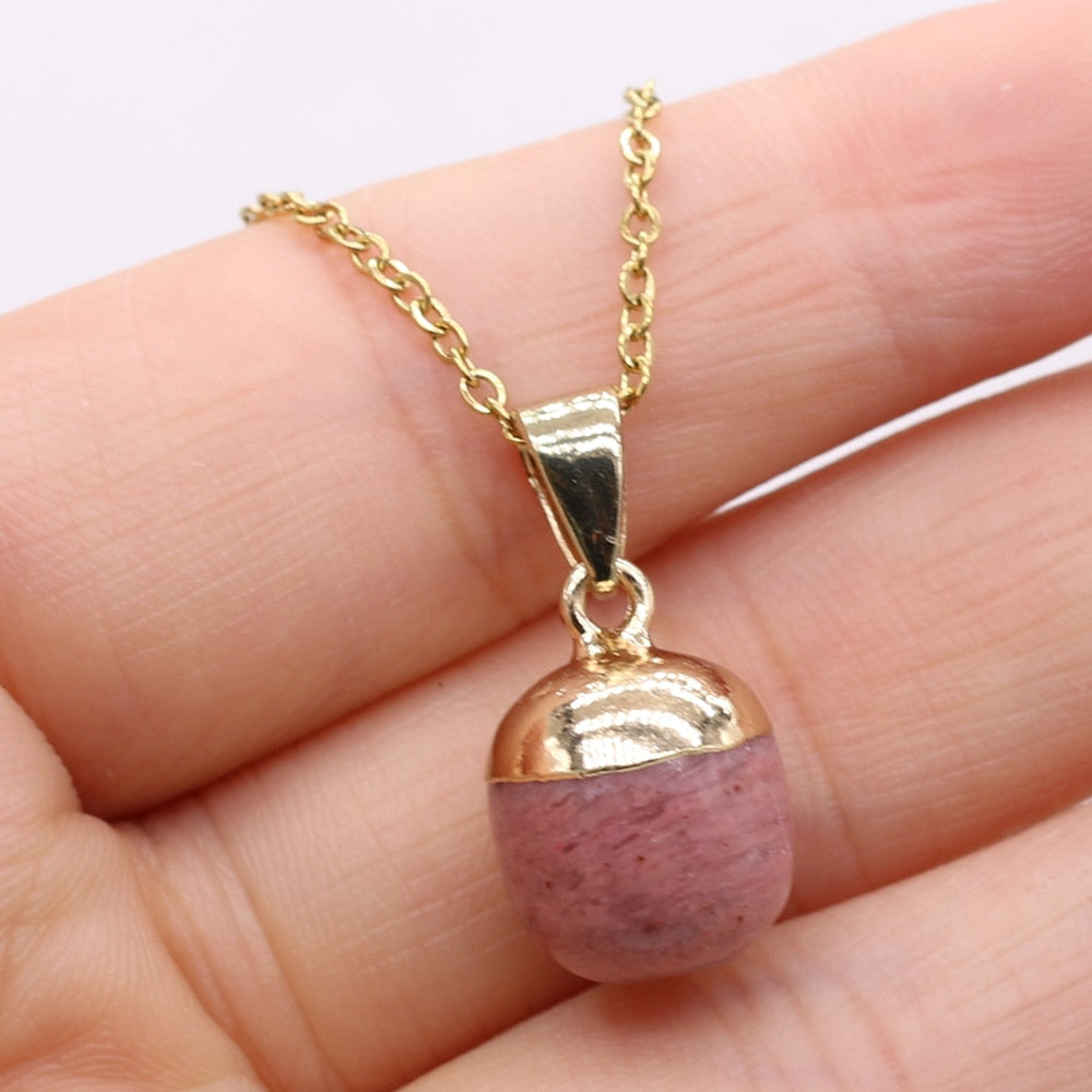 Fine Natural Stone Crystal Pendant Necklace