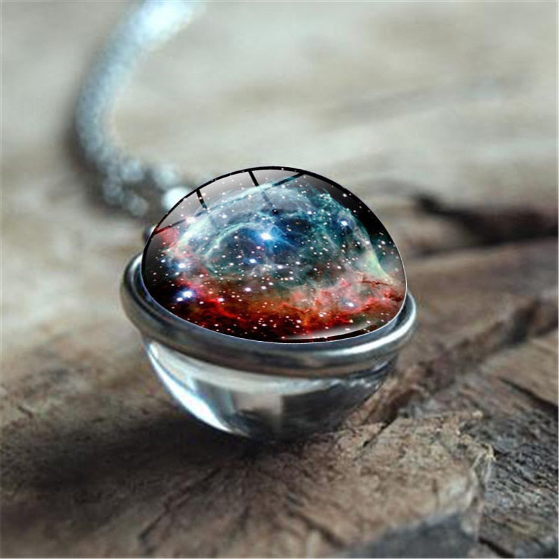 Galaxy Nebula Planet Necklace with the Universe Solar System, Moon, Earth, Sun,  Unisex