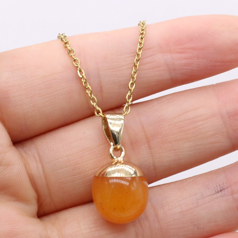 Fine Natural Stone Crystal Pendant Necklace