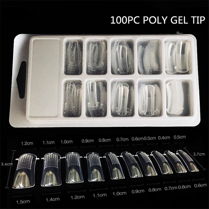 100 Pcs Poly Nail Gel Quick Building Mold Tips Nail