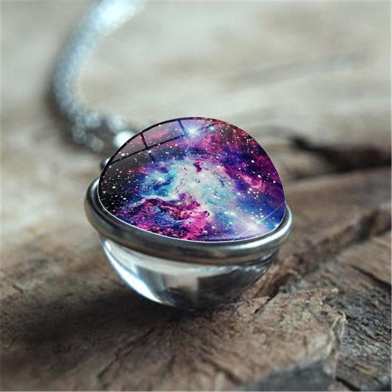 Galaxy Nebula Planet Necklace with the Universe Solar System, Moon, Earth, Sun,  Unisex