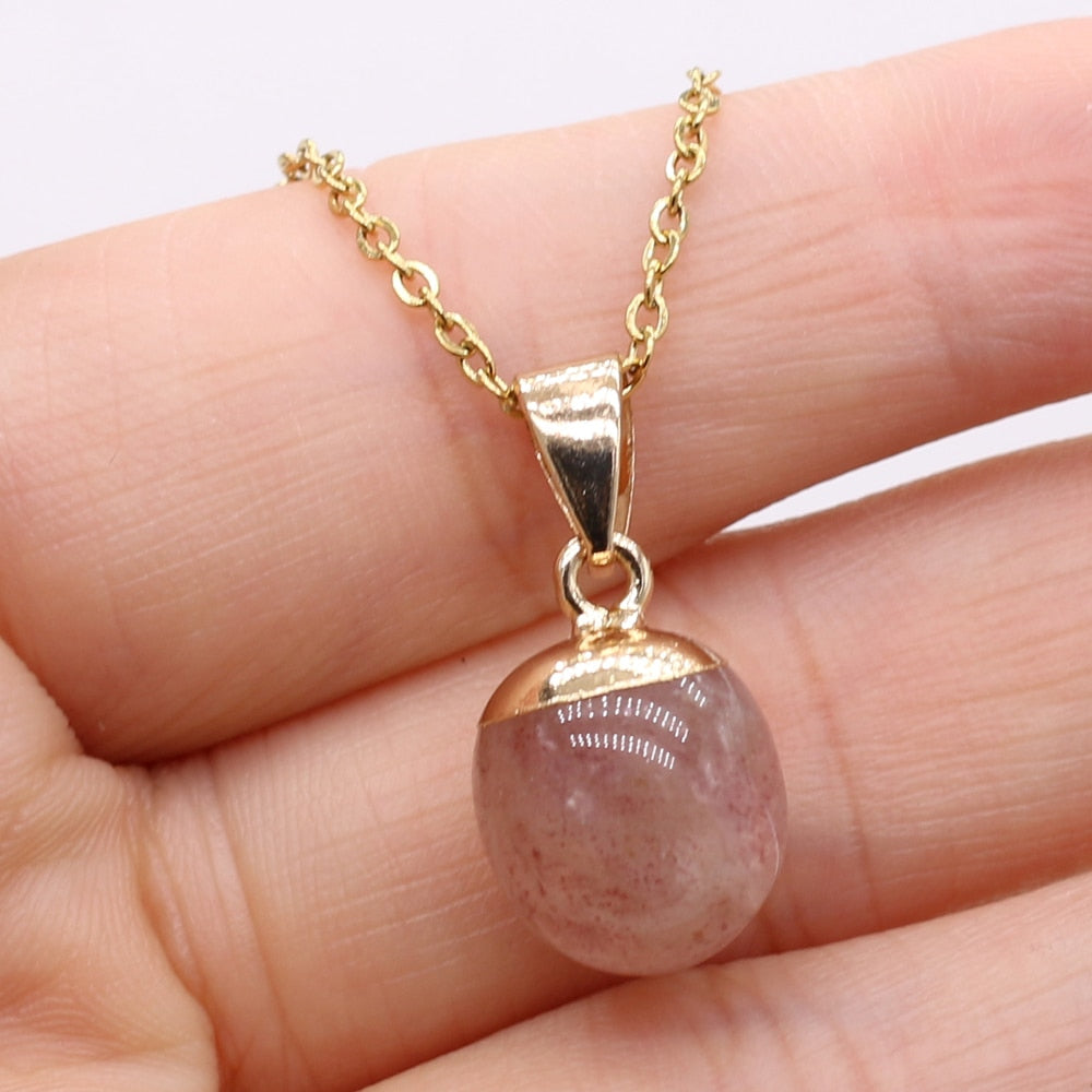 Fine Natural Stone Crystal Pendant Necklace