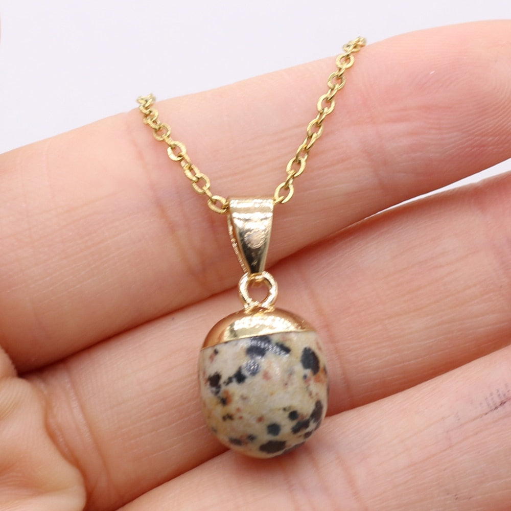 Fine Natural Stone Crystal Pendant Necklace