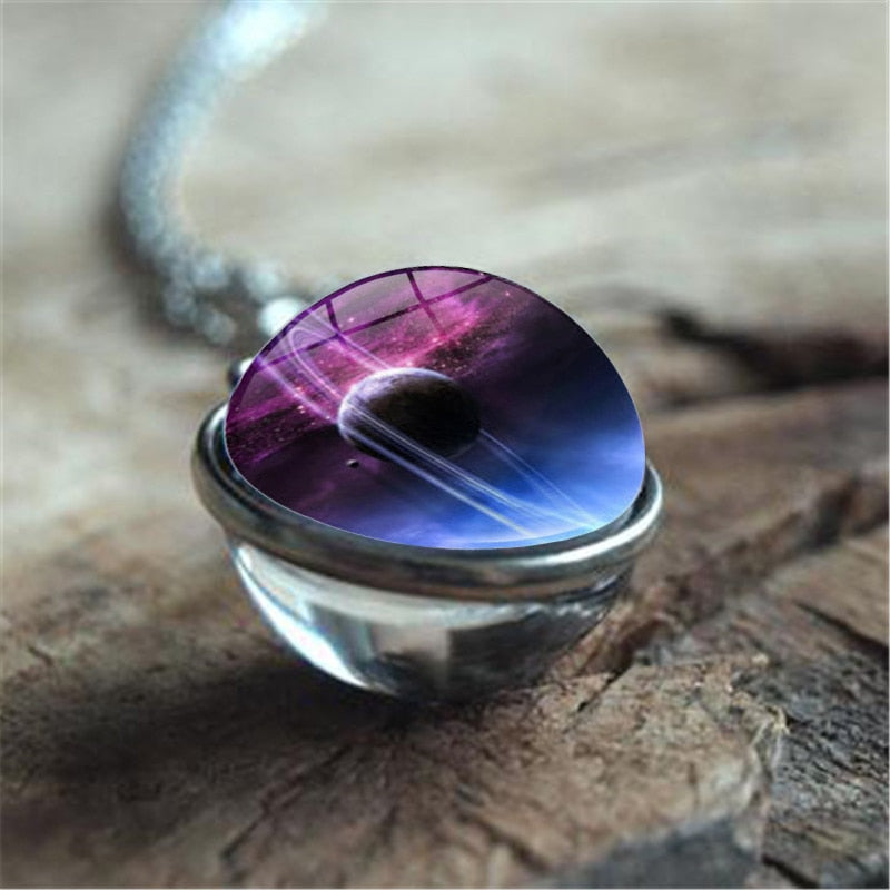 Galaxy Nebula Planet Necklace with the Universe Solar System, Moon, Earth, Sun,  Unisex