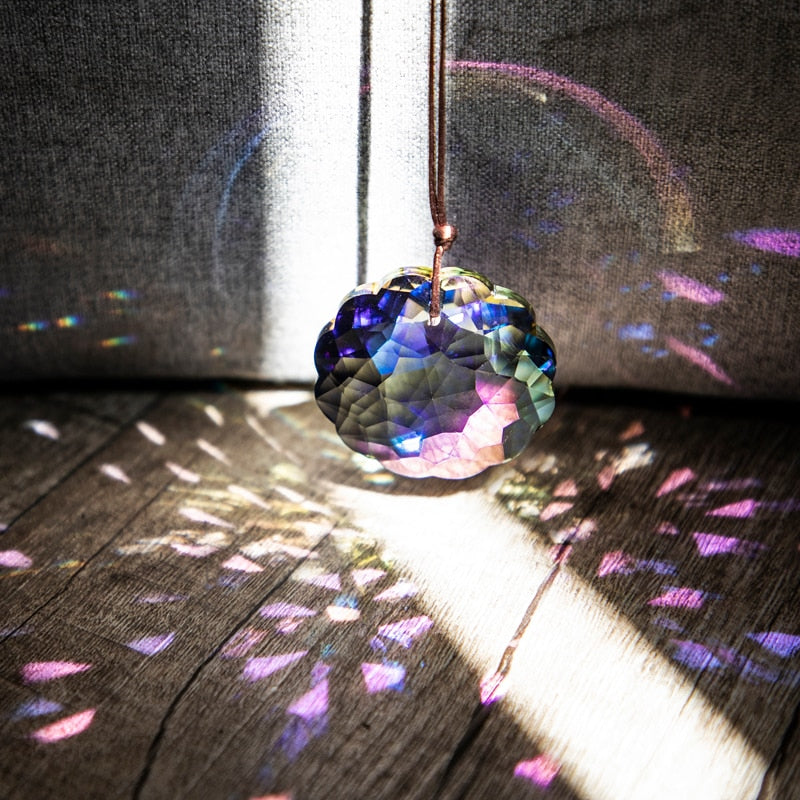 H&D 45mm Purple Hanging Crystals Prisms for Window Suncatchers Chandelier Parts Rainbow Maker DIY Pendant For Home Garden Decor