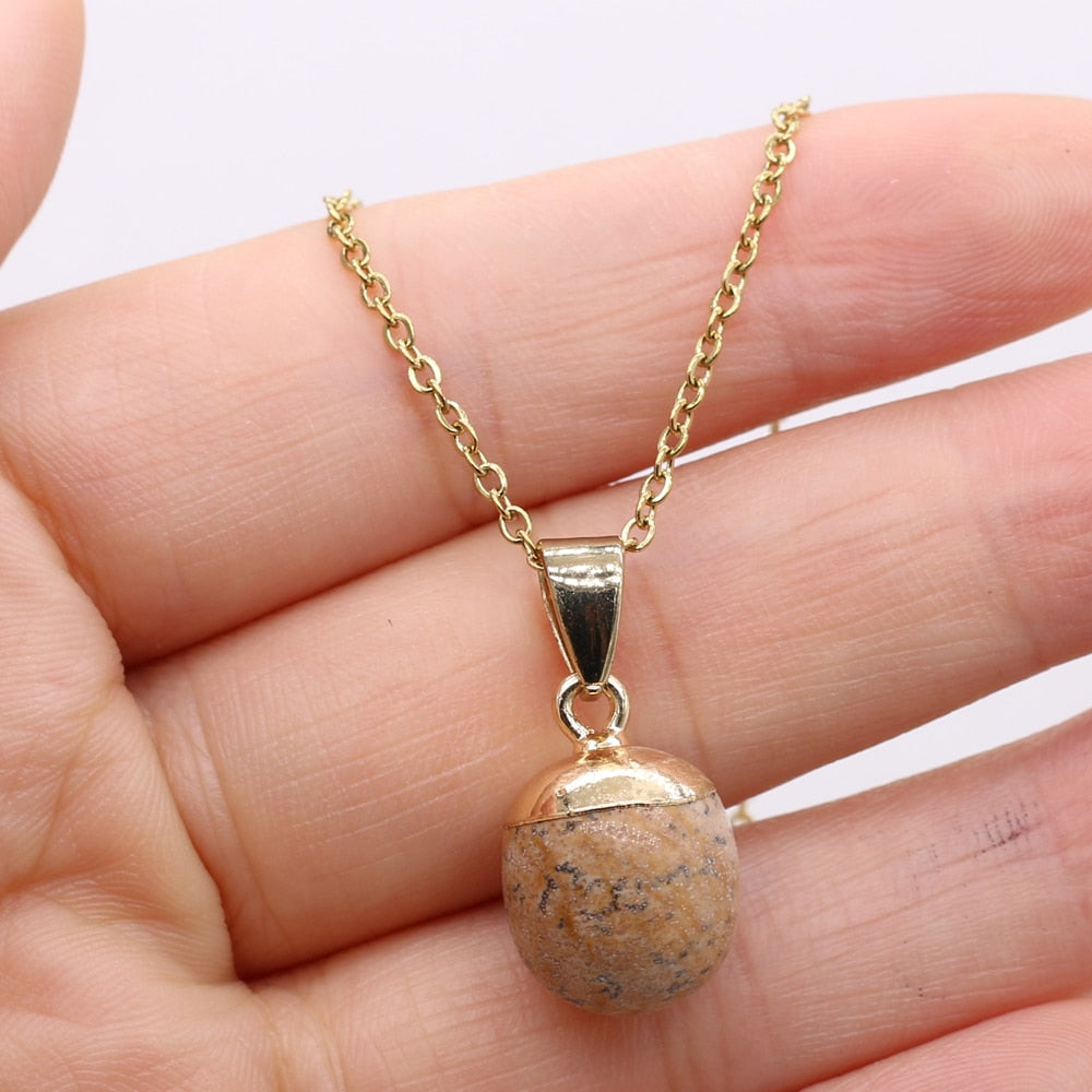 Fine Natural Stone Crystal Pendant Necklace