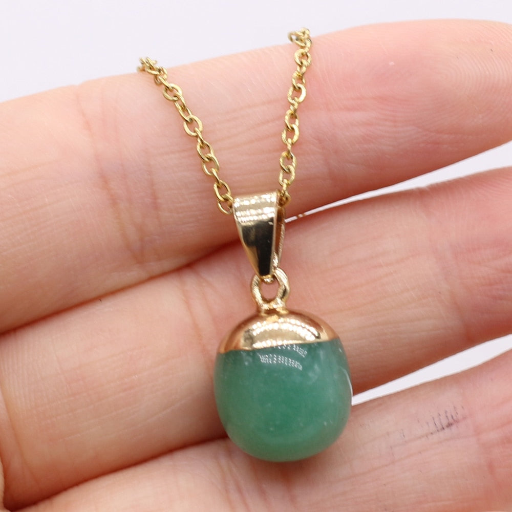 Fine Natural Stone Crystal Pendant Necklace
