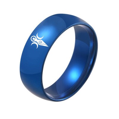 Triple Moon Goddess Ring Pentagram Ring Crescent Moon Black Titanium