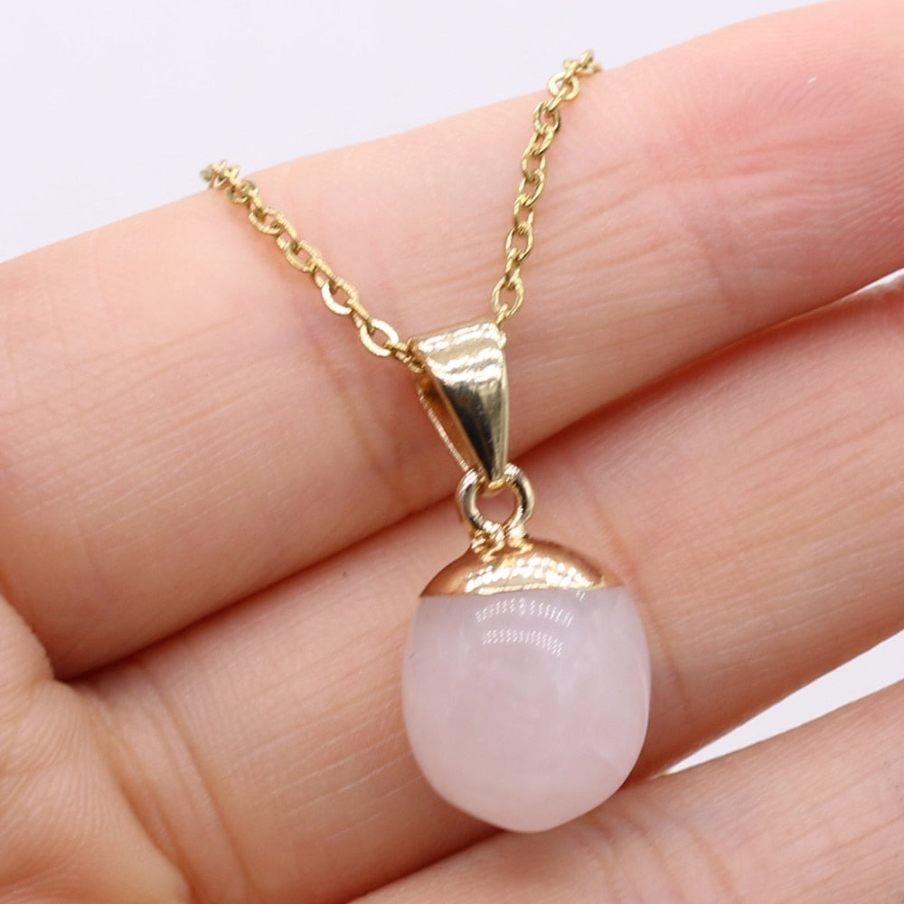 Fine Natural Stone Crystal Pendant Necklace