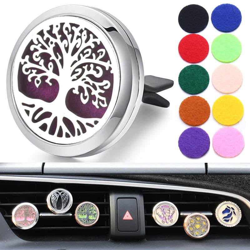 Tree of Life Stainless Steel Car Air Freshener Perfume Essential Oil Diffuser Locket
