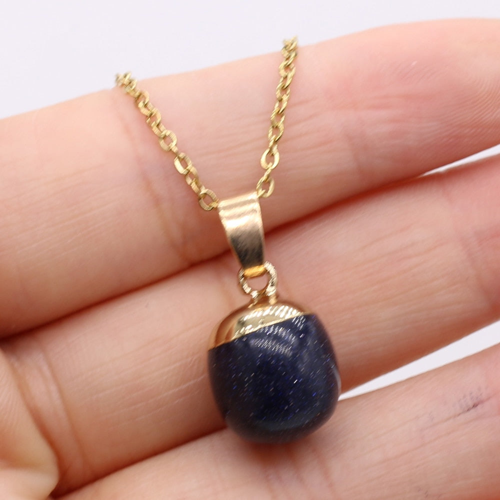 Fine Natural Stone Crystal Pendant Necklace
