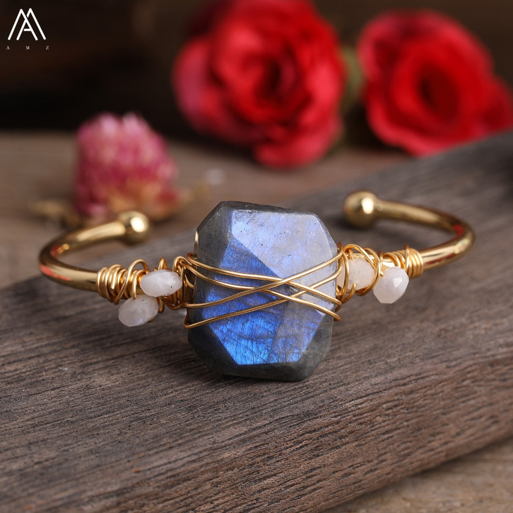 Natural Fluorite Stone Adjustable Bangles