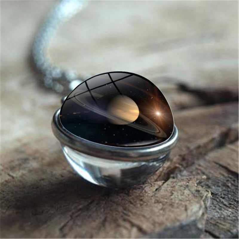 Galaxy Nebula Planet Necklace with the Universe Solar System, Moon, Earth, Sun,  Unisex