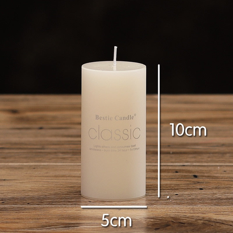 Elegant and Classic Ivory White Candle Cylindrical Romantic Smokeless Candle Home Decoration